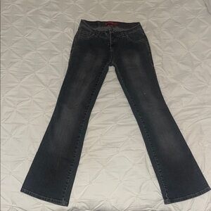 Dark Washed Low Rise Flare Jeans